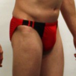 Red Black Hom swim trunks - Right